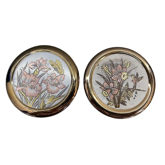 Art Of Chokin Porcelain Trinket Box Butterfly &Hummingbird 24 Gold Trim Set Of 2 - Picture 2 of 11